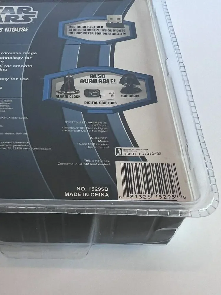 NEW In Box JAZWARES STAR WARS DARTH VADER WIRELESS OPTICAL USB MOUSE RARE 2012
